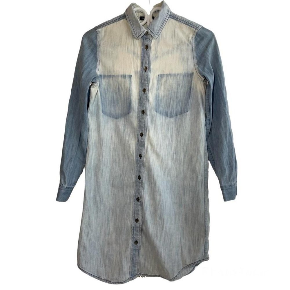 𝅺club Monaco Long Sleeve Denim Shirt Dress size 00